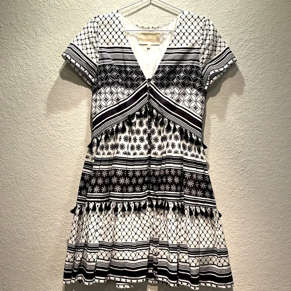 ANTHROPOLOGIE x AIJEK Pias Short Dress Tassel Cotton Bohemian Dress - Picture 3 of 12